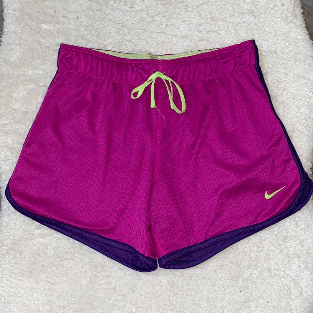 NWOT Nike Plum Purple and Green Drawstring Breathable Athletic Jogging Shorts